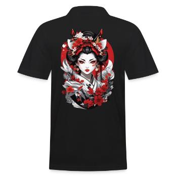 Japon Art Anime Geisha Streetwear Design - Polo Homme - noir - Dos - Kai (181cm)