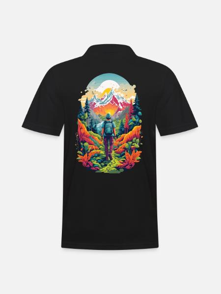 Esthétique de la montagne Randonnée Aventure dans la nature - Polo Homme - noir