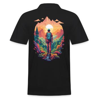 Nature Randonnée Camping Fantaisie Design Montagnes Forêt - Polo Homme - noir - Dos - Kai (181cm)