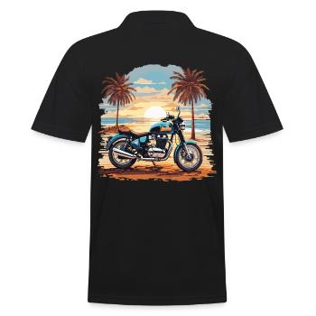 Moto Plage Vintage Trip Biker Design - Polo Homme - noir - Dos - Kai (181cm)