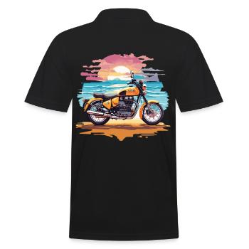 Retro Motorcycle Adventure Motorcyclist Bike - Men's Polo Shirt - black - Back - Kai (181cm)