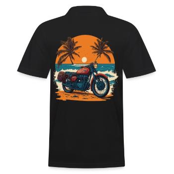 Rétro Motard Motard Design Flair Liberté - Polo Homme - noir - Dos - Kai (181cm)