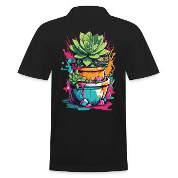 Urban Streetwear Sukkulenten Pflanzen Pracht - Männer Poloshirt - Schwarz - Hinten - Kai (181cm)