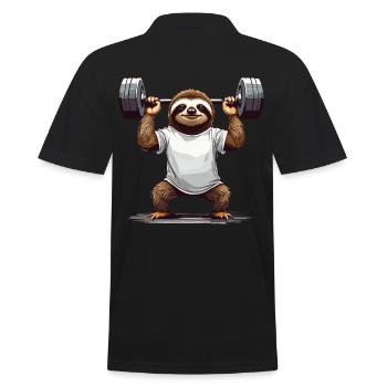 Paresseux Bodybuilder Gym Humour Design - Polo Homme - noir - Dos - Kai (181cm)