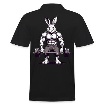 Funny muscle bunny with barbell design - Men's Polo Shirt - black - Back - Kai (181cm)