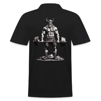 Wikinger Bodybuilder Fitness Ästhetik - Männer Poloshirt - Schwarz - Hinten - Kai (181cm)