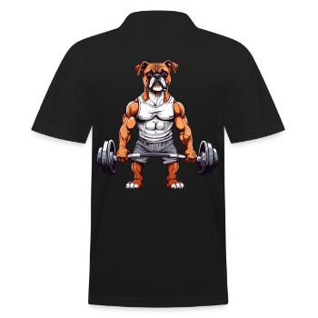 Muscle Boxer Dog Bodybuilding Fun - Men's Polo Shirt - black - Back - Kai (181cm)