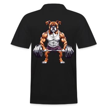 Muskel Boxer Hund Athletisches Fitness Design - Männer Poloshirt - Schwarz - Hinten - Kai (181cm)