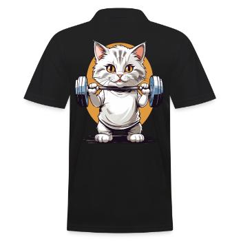 Bodybuilder Cat Barbell Fitness Design - Polo Homme - noir - Dos - Kai (181cm)