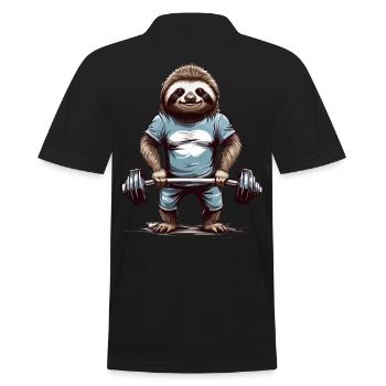 Paresseux Bodybuilder Gym Humour Design - Polo Homme - noir - Dos - Kai (181cm)