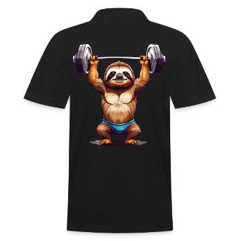 Sloth Bodybuilder Fitness Fun Design - Men's Polo Shirt - black - Back - Kai (181cm)