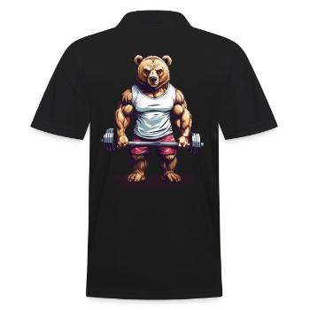 Power Bear Bodybuilding Weight Training Motivation - Men's Polo Shirt - black - Back - Kai (181cm)