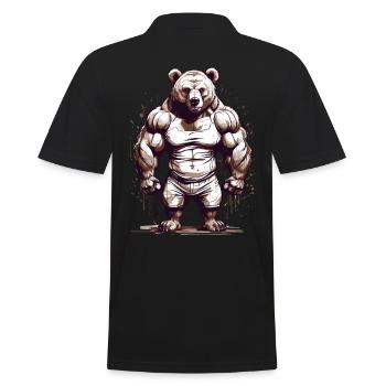 Bodybuilder Bear Dad Strength Muscles Love - Men's Polo Shirt - black - Back - Kai (181cm)
