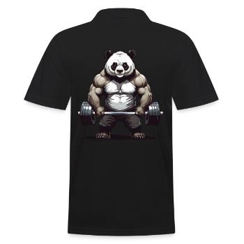 Panda Bodybuilding Powerlifting Design - Männer Poloshirt - Schwarz - Hinten - Kai (181cm)