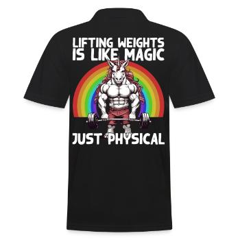 Bodybuilder Unicorn Workout Magic Saying - Men's Polo Shirt - black - Back - Kai (181cm)