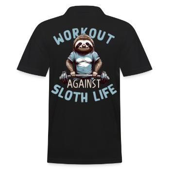 Sloth Workout Motivation Bodybuilding Saying - Men's Polo Shirt - black - Back - Kai (181cm)