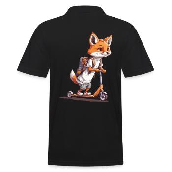 Abenteuer Fuchs Erster Schultag Roller Design - Männer Poloshirt - Schwarz - Hinten - Kai (181cm)