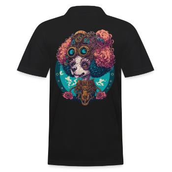 Steampunk Pudel Ästhetisches Hunde Design - Männer Poloshirt - Schwarz - Hinten - Kai (181cm)