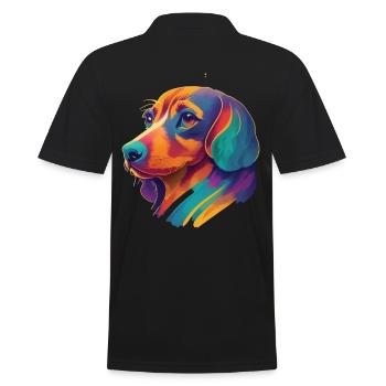Bunter Dackel Hunde Freund Lebensfreude Hund - Männer Poloshirt - Schwarz - Hinten - Kai (181cm)