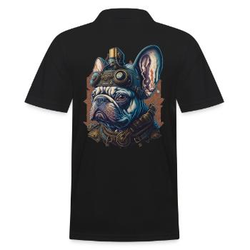 Retro French Bulldog Steampunk Dog - Men's Polo Shirt - black - Back - Kai (181cm)