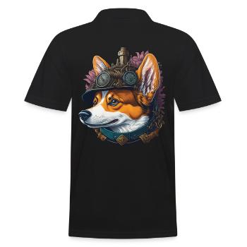 Aesthetic Steampunk Corgi Dog Lover Dog - Men's Polo Shirt - black - Back - Kai (181cm)