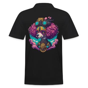 Steampunk Pudel Hund Viktorianischer Hunde Stil - Männer Poloshirt - Schwarz - Hinten - Kai (181cm)