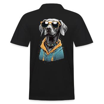 Vintage Weimaraner Hund Ästhetik Hunde Design - Männer Poloshirt - Schwarz - Hinten - Kai (181cm)