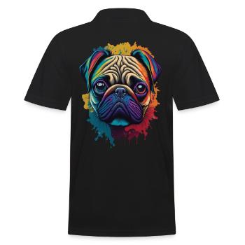 Mops Hund Kunst Ästhetik Design - Männer Poloshirt - Schwarz - Hinten - Kai (181cm)