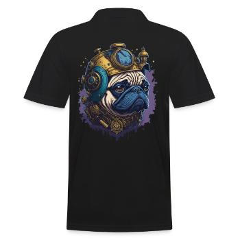 Aesthetic Steampunk Pug Dog Dog Lover - Men's Polo Shirt - black - Back - Kai (181cm)