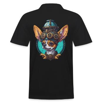 Retro Steampunk Sci-Fi Chihuahua Dogs Design - Men's Polo Shirt - black - Back - Kai (181cm)