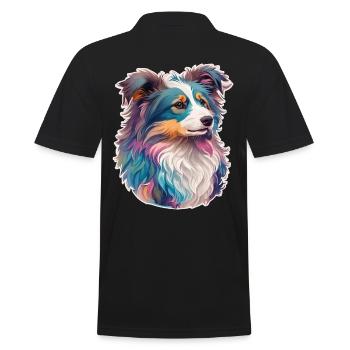 Australian Shepherd Dog Dog Lover Art - Men's Polo Shirt - black - Back - Kai (181cm)