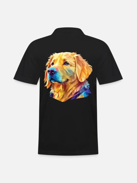 Polygon Golden Retriever - Kunstvolles Hundedesign - Männer Poloshirt - Schwarz