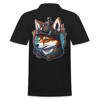 Retro Sci-Fi Shiba Steampunk Vintage Dog - Men's Polo Shirt - black - Back - Kai (181cm)