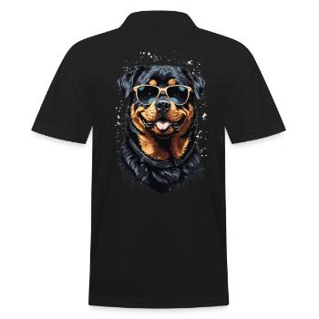 Stilvolles Rottweiler Hundepapa Design - Männer Poloshirt - Schwarz - Hinten - Kai (181cm)