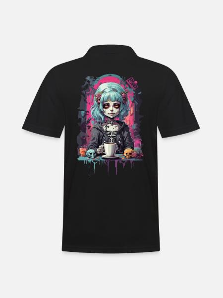 Gothic Dia de Muertos Mädchen Sugar Skull Design - Männer Poloshirt - Schwarz