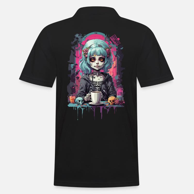 Gothic Dia de Muertos Mädchen Sugar Skull Design - Männer Poloshirt - Schwarz