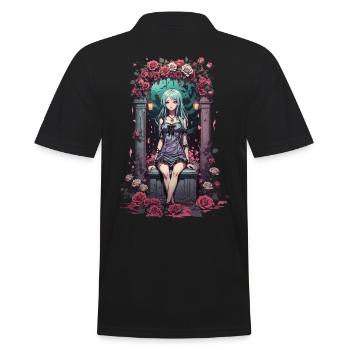 Anime gothique fille victorien esthétique florale - Polo Homme - noir - Dos - Kai (181cm)
