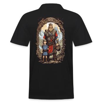 Viking Father and Son Warrior Family Honor - Men's Polo Shirt - black - Back - Kai (181cm)