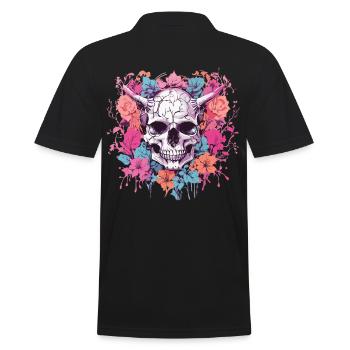 Demons Skull Pastel Gothic Occult Design - Men's Polo Shirt - black - Back - Kai (181cm)