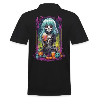 Gothic Pumpkin Spice latte skeleton eGirl Design - Men's Polo Shirt - black - Back - Kai (181cm)