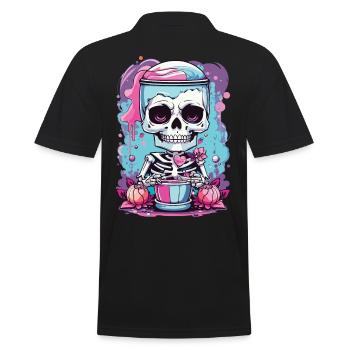 Kawaii Goth Pastel squelette Milkshake Design - Polo Homme - noir - Dos - Kai (181cm)