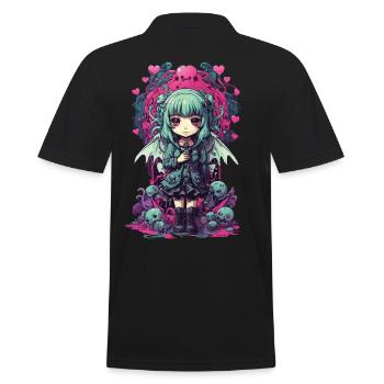 Kawaii Anime Chibi Demon Girl Pastel Goth - Men's Polo Shirt - black - Back - Kai (181cm)