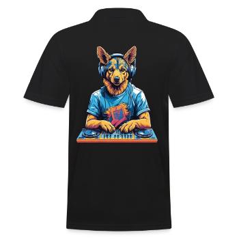DJ Schäferhund Musik Party Hunde Design - Männer Poloshirt - Schwarz - Hinten - Kai (181cm)