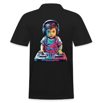 DJ Vaporwave Music Aesthetic Party Design - Men's Polo Shirt - black - Back - Kai (181cm)