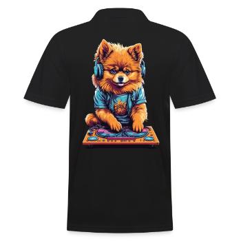 Pomeranian DJ Zwergspitz Party Music Design - Men's Polo Shirt - black - Back - Kai (181cm)