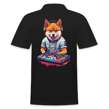 Shiba Inu DJ Hund Musik und Hundeliebe Design - Männer Poloshirt - Schwarz - Hinten - Kai (181cm)