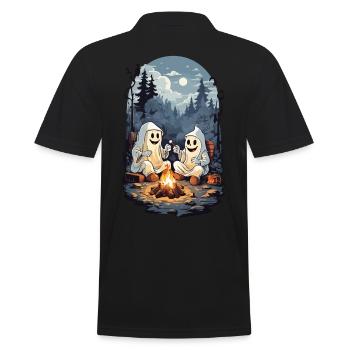 Halloween Geister Lagerfeuer Kinder Cartoon - Männer Poloshirt - Schwarz - Hinten - Kai (181cm)