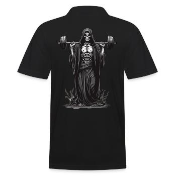 Grim Reaper Bodybuilder Deadlift Spaß - Männer Poloshirt - Schwarz - Hinten - Kai (181cm)