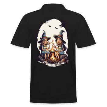 Witches Kids Campfire Halloween Fun - Men's Polo Shirt - black - Back - Kai (181cm)