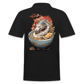 Retro Dragon Ramen Ukiyo-e Manga Design - Polo Homme - noir - Dos - Kai (181cm)